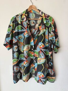Men's Vintage Marc Daniels Short-Sleeve Hawaiian Shirt with Color Print